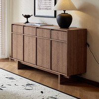 Buffet en bois couleur noyer, style nordique, meuble de rangement pour la maison, élégant, léger et luxueux pour le salon