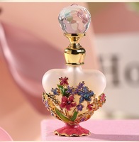 Flacon de parfum vintage en verre 5ml, style arabe de Dubaï, fait main, motif floral, rechargeable, mini flacon compte-gouttes vide pour faux cils