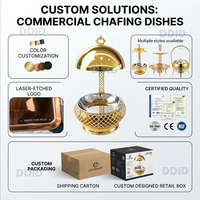 Plat de service et chauffe-plat en acier inoxydable doré pour buffets, banquets et réceptions – Idéal pour hôtels et restaurants