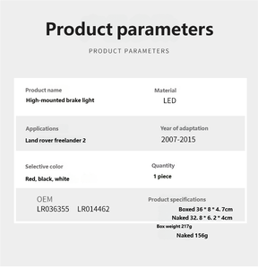 Nuovo 12v per Land Rover Freelander <span class=keywords><strong>2</strong></span> modificato LED alto-montato luce di segnalazione di collisione posteriore spia Lr036355 - Product Image 3