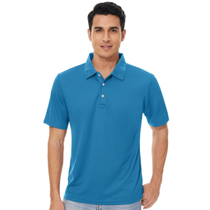 Polo en coton stretch vert foncé à coupe classique avec logo brodé personnalisé et patte de boutonnage dissimulée à vendre - Product Image 1
