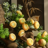 Fleur artificielle en soie de haute simulation, type Ranunculus Asiaticus, pour la décoration de la maison et de mariages (vente en gros)
