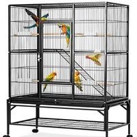 Cage à oiseaux MBOX ITY-15 133x77x46cm 2 étages 4 roulettes pivotantes à 360° Plateau amovible Calopsita Parrot Moyen/Grand Ration-Noir