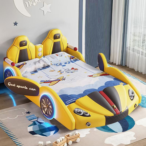 Letto per Bambini Moderno e di Tendenza a Forma di Auto per Ragazzi, Letto per Bambini Imbottito in Pelle con Sponde di Sicurezza, Letto Matrimoniale Creativo per Bambini - Product Image 2