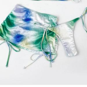 Maillot de bain triangle de luxe pour femme 2025, imprimé, avec liens latéraux, string, froncé, taille XL, OEM, imprimé numérique sur le devant, 1 pièce - Product Image 1