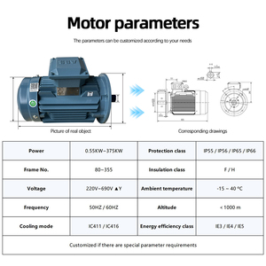 มอเตอร์เหนี่ยวนำแบบอะซิงโครนัสสามเฟส ABB M2QA 1-420HP IMB5 ประสิทธิภาพสูง IP55 แรงดันไฟฟ้า 380V AC ความถี่ 50/60Hz - Product Image 4