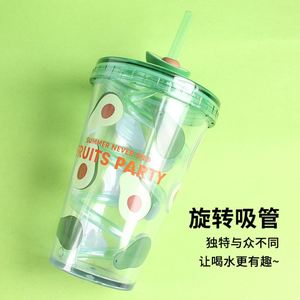 Gobelet personnalisé à thème fruité et paille fantaisie – Vaisselle en plastique transparent/jaune pour les barbecues et célébrations estivales - Product Image 2