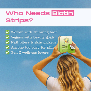 Tiras orales de biotina, folato y vitamina E de marca privada de alta calidad para la salud de la piel y el cabello, suplemento dietético de belleza. - Product Image 6