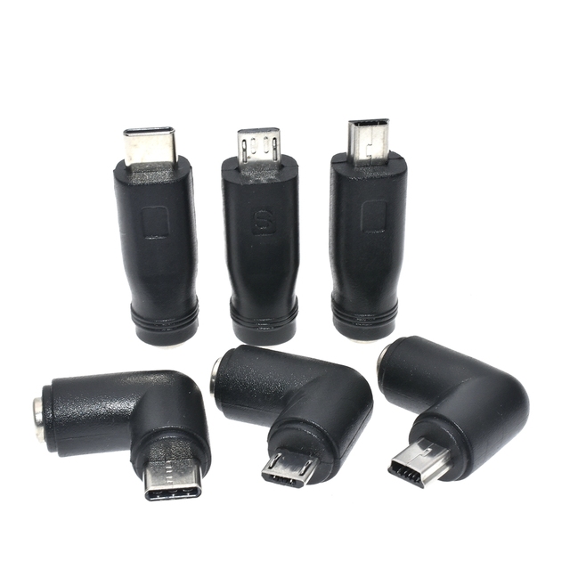 DC 5.5 X 2.1mm Female to Type C Mini Micro USB Male 5 Pin DC Power Plug Connector Adapter for V8 V3 Android