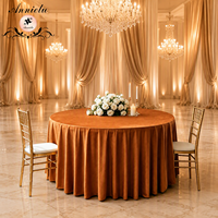 Nappe en velours hollandais ANNIELU, couleur unie, longueur au sol, pour table ronde, idéale pour mariage, banquet, fête, événements, décoration