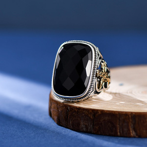Großhandel Sterling Silber Schwarz Onyx Kreuz Schwert Ring Für Männer - Product Image 1
