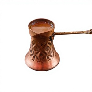 Cafetera Turca Tradicional Hecha a Mano, Percolador Redondo de Cobre con Asa de Latón, Diseño Oriental, Utensilios Metálicos para Café y Té - Product Image 1