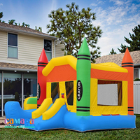 5-en-1 Sports Ball Themed Bounce House Combo Jumping Castle avec toboggan Combo gonflable extérieur avec cerceaux de basket-ball