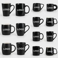 Mug en céramique noire avec logo personnalisé, tasse à café minimaliste nordique, mug à thé en porcelaine mate pour le bureau, les hôtels, les cadeaux promotionnels