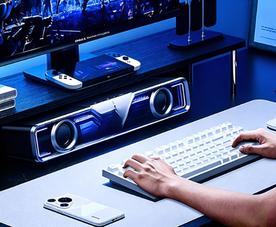 Desktop Gaming Soundbar Speaker ABS Material Built-in Microphone Wired USB 3D Surround Bass Subwoofer RGB Light Home PC Laptop