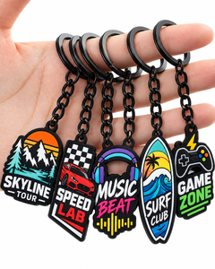 Porte-clés 3D en PVC souple personnalisés pour le voyage, la musique, le surf et les jeux, pour clubs et événements, fabrication OEM ODM - Product Image 1