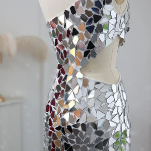 Luxo Prata Curto Mini Cocktail <span class=keywords><strong>Prom</strong></span> Vestidos para Mulheres Aniversário Casamento Sparkly Sequin Evening Party Gowns Sz011-1 - Product Image 4