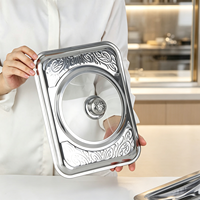 Réchaud de buffet rectangulaire en acier inoxydable professionnel avec couvercle pour hôtels, restaurants et traiteurs