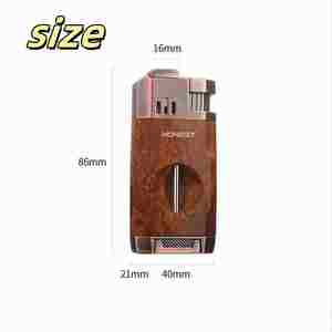 Allume-cigare tout-en-un avec coupe-cigare intégré coupe en V, double flamme coupe-vent jet flamme <span class=keywords><strong>butane</strong></span> - Product Image 6