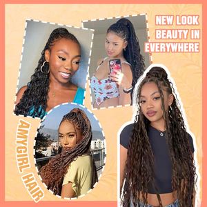 Boho Braiding Drawstring Ponytail 22 Inch Synthetic Fiber Bohemian Style Pony Tails BOHO Ponytail Fluffy Box Braiding Ponytail - Product Image 6