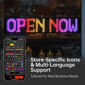 15x4 Programmable LED Sign <b>Bluetooth</b> App Control Stick On <b>USB</b> Powered IP65 Waterproof Storefront Display - Product Image 3
