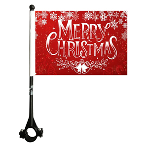Customized Merry Christmas <b>Flags</b> Bike <b>Flag</b> Mountain Bicycle Race Banners Digital Printed with Screw Plastic Flagpole - Product Image 1