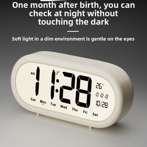 Reloj <span class=keywords><strong>Despertador</strong></span> para Dormitorio de Estudiantes y Niños con Termómetro, Multifuncional, Pantalla LCD, Luz Nocturna de Escritorio, Funciona con Batería - Product Image 6