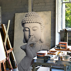 Statue de Bouddha en résine Feng Shui en gros, modèle « Le silence est d'or », figurine zen pour la méditation, décoration de jardin - Product Image 2