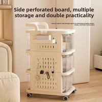 Étagère de rangement en plastique mobile avec roulettes et tiroirs, chariot de rangement roulant, organisateur mobile multifonctionnel pour jouets et collations
