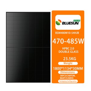 แผงโซลาร์เซลล์แบบโมโนคริสตัลไลน์สองชั้นกระจก 470w 475w 480w 485w ประสิทธิภาพสูงสำหรับบ้าน - Product Image 1