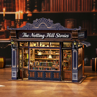 Kit de bricolage pour bibliothèque miniature de luxe Notting Hill avec éclairage LED, décoration intérieure, cadeau de Noël/anniversaire