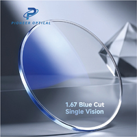 Verres de lunettes Pioneer Optical 1.56 1.60 1.67 1.74 HMC anti-lumière bleue, verres de lunettes à vision simple en résine anti-lumière bleue UV420