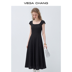 <span class=keywords><strong>เด</strong></span><span class=keywords><strong>รส</strong></span>สีดำสไตล์มินิมอลหรูหราจาก VEGA CHANG คอเหลี่ยม แขนสั้น ผ้ามีเท็กซ์เจอร์ ทรงเข้ารูปเอว ทรงเอไลน์ ขายส่ง - Product Image 2