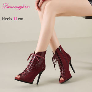 <span class=keywords><strong>Bottines</strong></span> courtes à lacets pour femmes, talons hauts sexy de 11 cm, pour la <span class=keywords><strong>danse</strong></span>, les soirées, la <span class=keywords><strong>danse</strong></span> de salon, le <span class=keywords><strong>jazz</strong></span> et la pole dance - Product Image 2