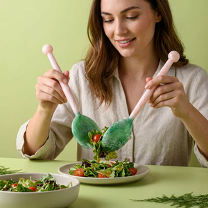 Eco-Friendly Resin <b>Salad</b> Servers Set Green Swirl Design Dishwasher Safe Manual <b>Salad</b> <b>Tools</b> - Product Image 1