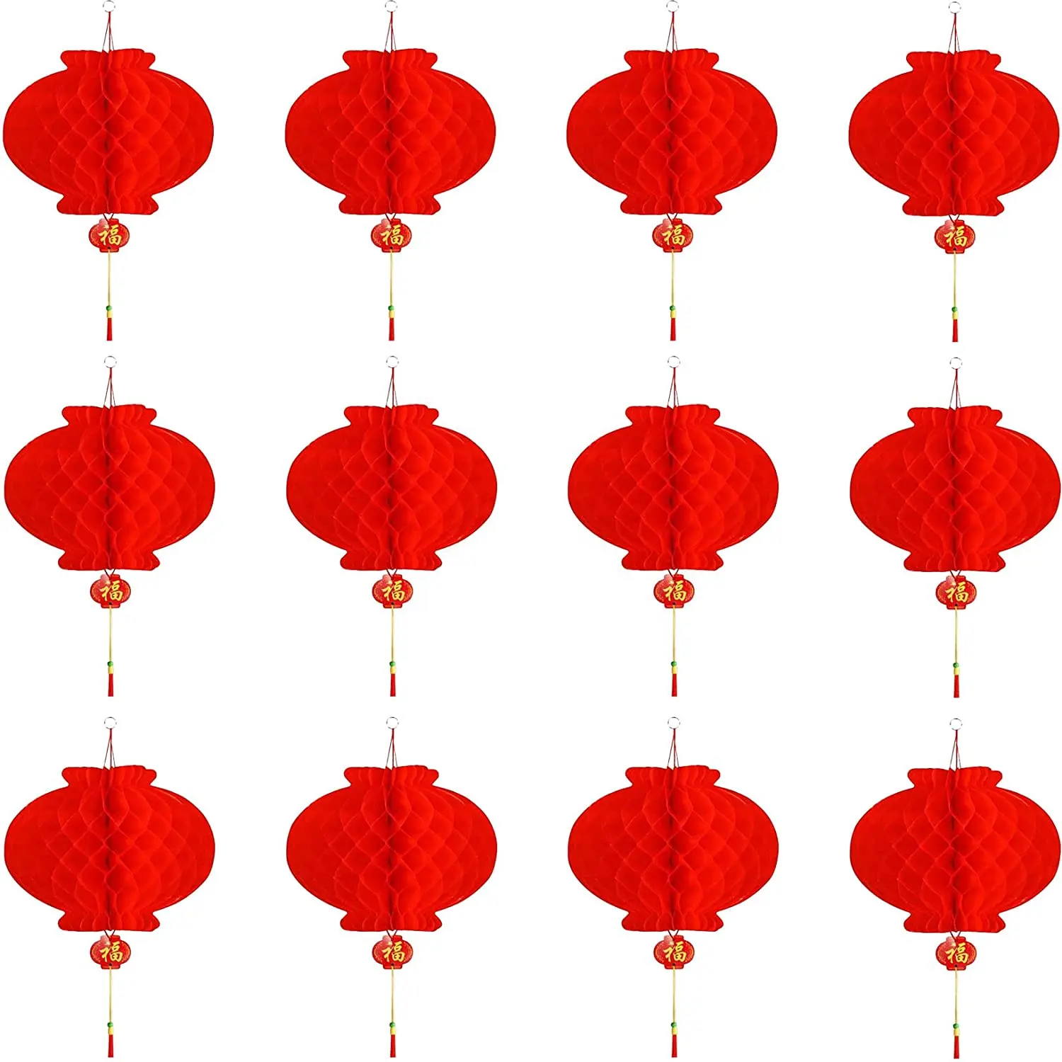 Rote Papier laternen-12 Stück hängende chinesische Laterne chinesische Neujahrs dekoration für Frühlings fest