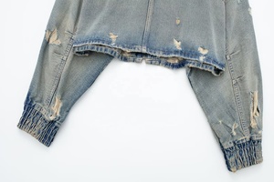 Veste en jean pour femme, style nouveau, col montant, <span class=keywords><strong>fermeture</strong></span> éclair, coupe courte, bleu, veste de moto, retour à l'école, 2026 - Product Image 3