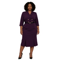Robes décontractées élégantes pour femmes grandes tailles, manches trois quarts, robe de bureau pour femmes avec ceinture