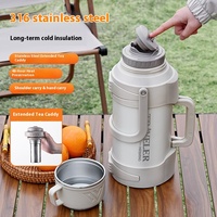 Tumbler botol air portabel 316 Stainless Steel, botol air kapasitas besar dengan pegangan isolasi termal untuk perjalanan luar ruangan