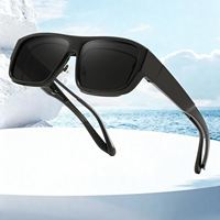 Lunettes de soleil polarisées à porter par-dessus les lunettes de vue pour hommes et femmes, légères, confortables, monture carrée complète, protection UV %, idéales pour la conduite
