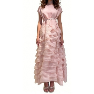 เดรสยาวผู้หญิงหลายชั้นแต่งระบายพร้อมเข็มขัด ดีไซน์หรูหรา โรแมนติก แฟชั่น - Product Image 2