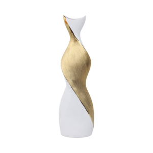 Vaso in ceramica intrecciata bianco e oro, vaso decorativo moderno per soggiorno, decorazione da tavolo per la casa - Product Image 3