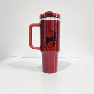 20 Pack Custom Logo H2.0 <b>40Oz</b> Christmas Gift Red Green Sublimation Glossy Metallic Look <b>Tumbler</b> <b>With</b> <b>Handle</b> and Straw - Product Image 1