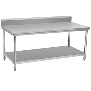 Table de préparation double couche en acier inoxydable de qualité alimentaire certifiée NSF, robuste, finition brossée mate, 120 cm x 60 cm x 100 cm - Product Image 1