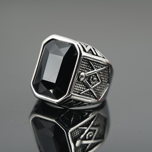 TG 하이 퀄리티 천연 사파이어 반지 스테인레스 스틸 남자 반지 큰 보석 ZIRCON 반지 남자 주식 - Product Image 4