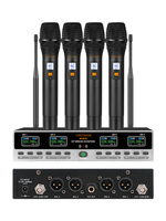 Système de microphone sans fil UHF à 4 canaux CHXYKOM IU-4019 True-Diversity avec 4 micros portatifs en métal et plastique