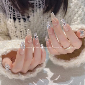 <span class=keywords><strong>Uñas</strong></span> Postizas Francesas <span class=keywords><strong>de</strong></span> Lujo, Calidad Salón, Hechas a Mano, Reutilizables, Acrílicas, Forma Ataúd, 10 Piezas, para Venta al Por Mayor - Product Image 6
