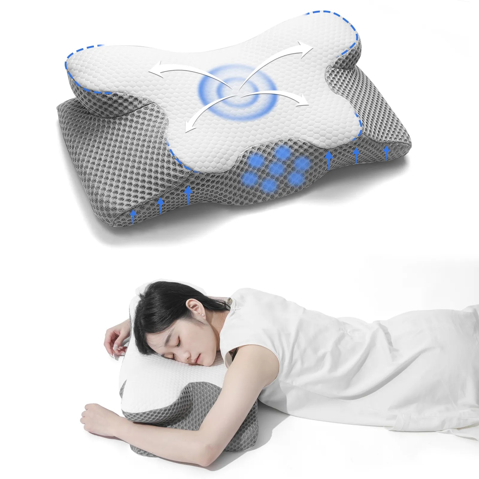 Almohada ortopédica de calidad premium personalizada para dormir almohada de espuma de memoria del Reino Unido