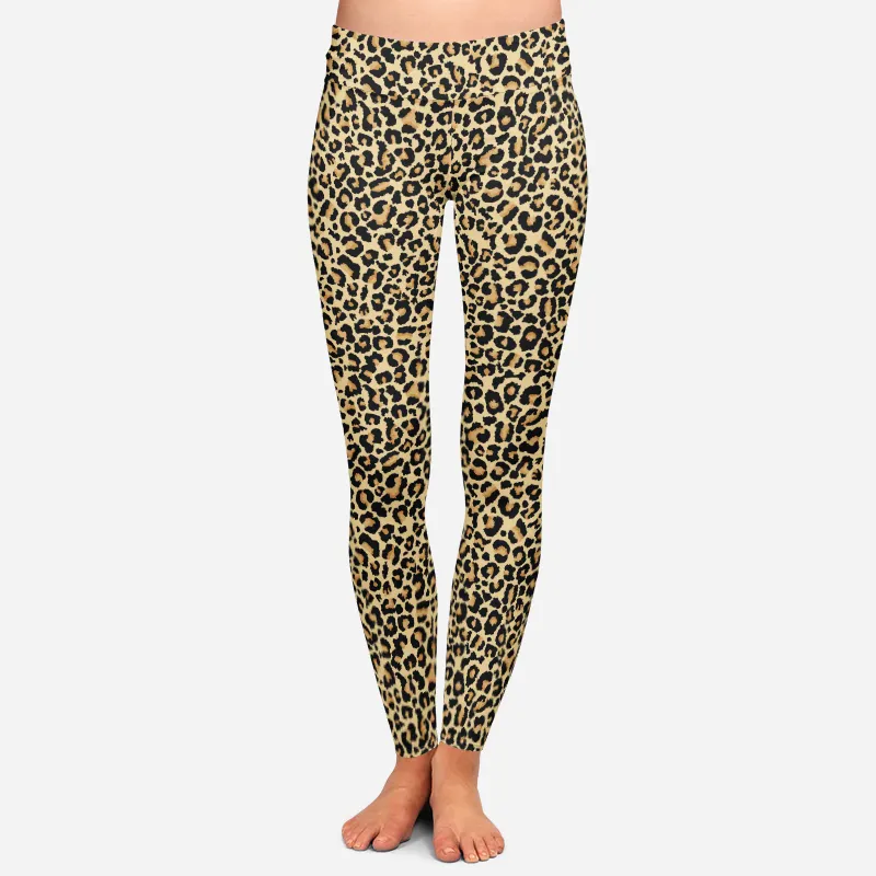 Wholesale cheetah print leggings womens 82% polyester 18% spandex scrunch legging plus size xxl