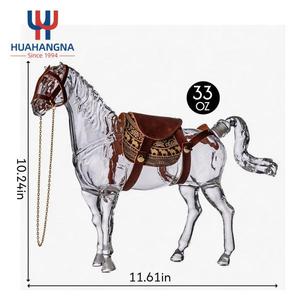 Hand Made Unique 1000ml Crystal Glass Horse Shaped Liquor Whiskey Dispenser Decanter with Saddle for Equestrian Lovers Gift - Product Image 2